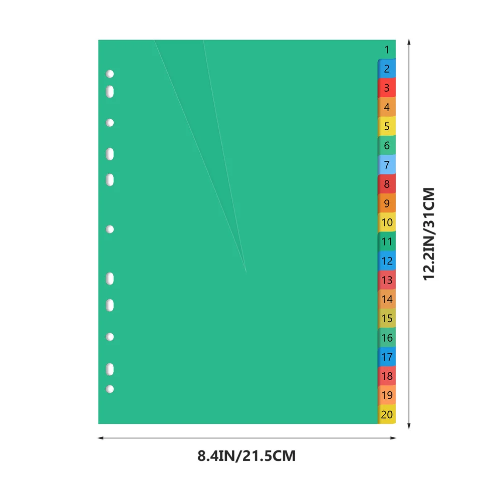 

20 Pages A4 Colorful Page Classified Lables Tab Dividers (Color Printed Number)