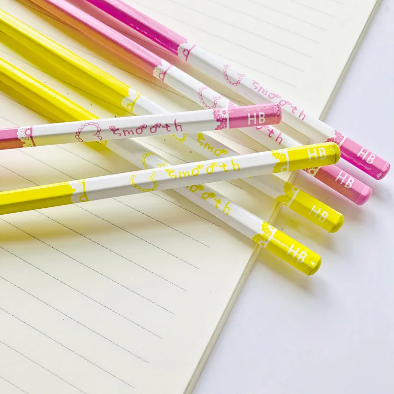 

4X Simple Elegant Lace Style HB Standard Wood Pencil Drawing Pencils Stationery
