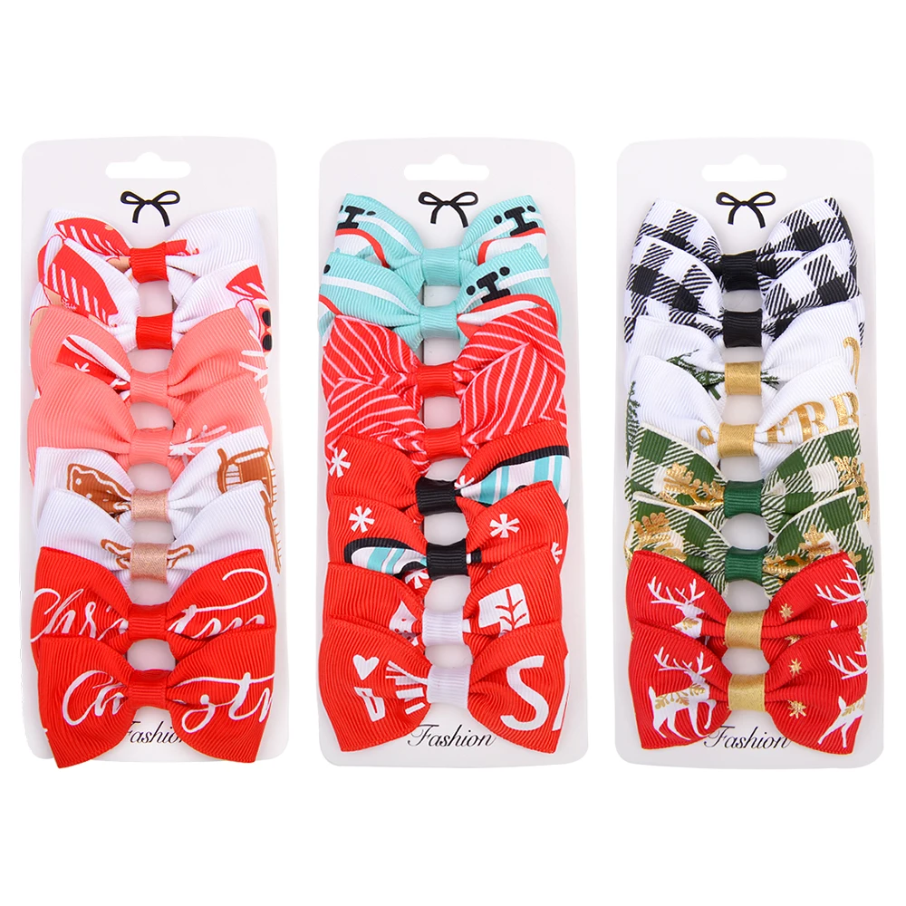 8 шт./лот Милая Пижама с рождественским принтом пижама банты волосов вечерние