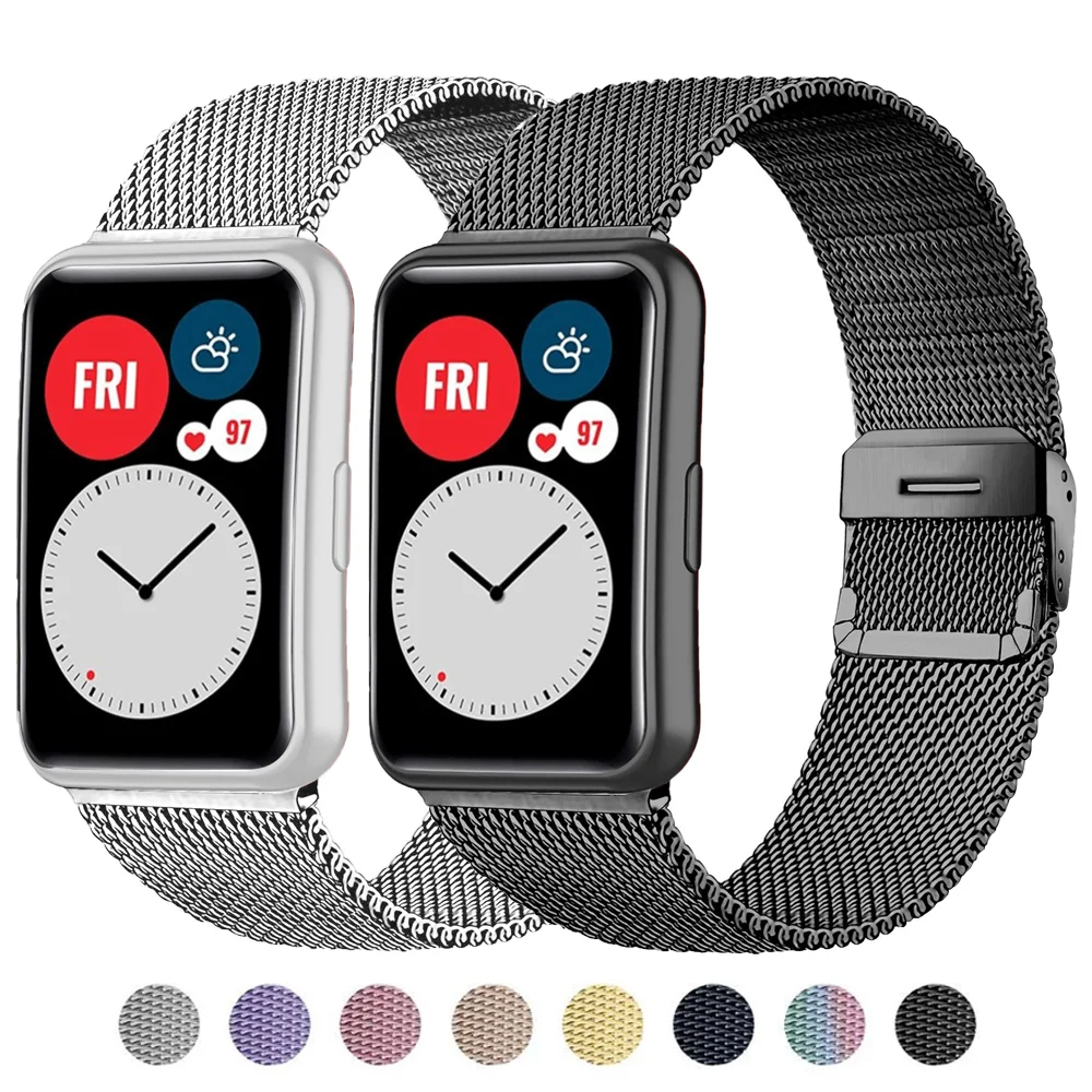 

Milanese loop Band For Huawei Watch FIT Strap stainless steel metal Sliding buckle bracelet Huawei Watch fit Strap Accessories