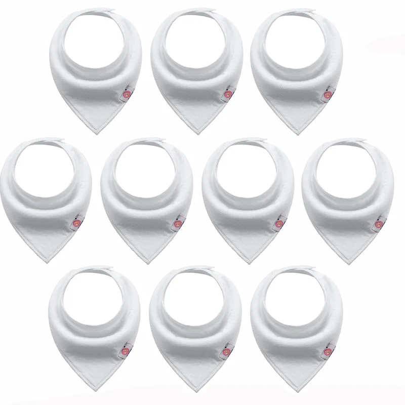 

10Pcs/Lot 100% Organic Cotton Soft Comfortable Colorful Boys Girls Baby Bandana Infant Adjustable Snaps Saliva Baby Bibs