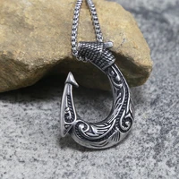 vintage stainless steel viking anchor hook necklace for mens fashion jewelry viking necklace pendant gift men chain