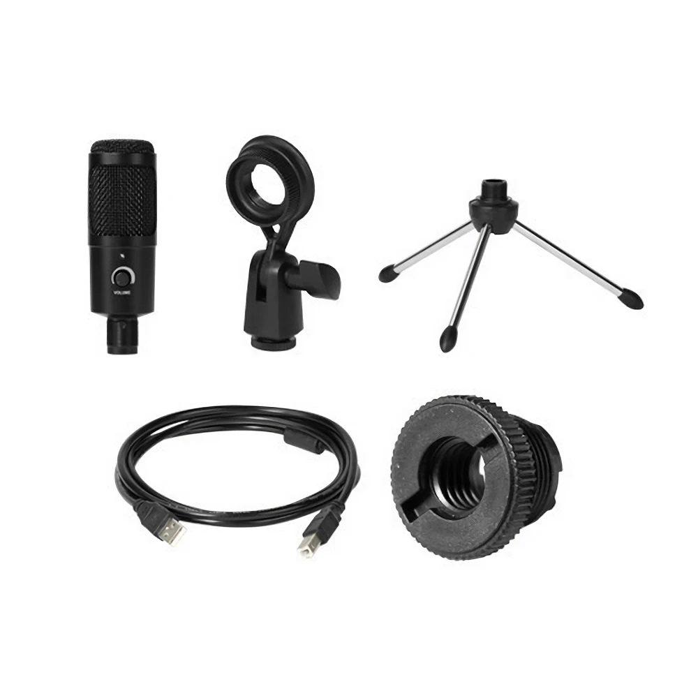 USB конденсаторный микрофон Plug and Play компьютерный с регулятором громкости для