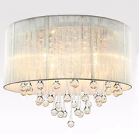 modern crystal chandelier k9 crystal lustres de cristal fixture black white fabric chandelier for living bedroom lamp