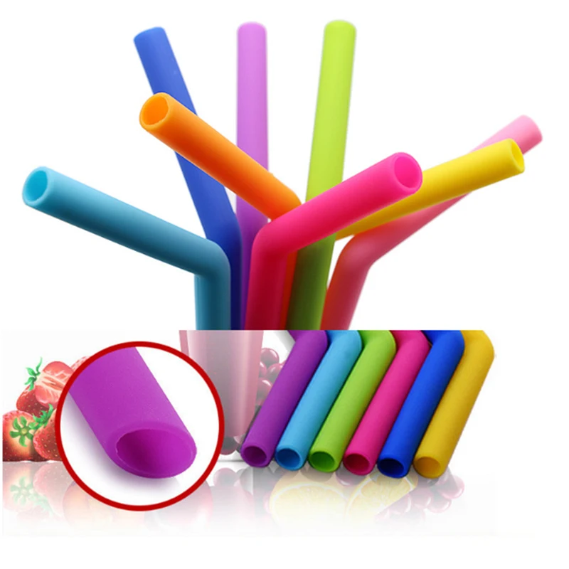

6 Reusable Silicone Straws, Food Grade Flexible Straws with Cleaning Brush, Curved Straight Straws, Party Bar Accessories