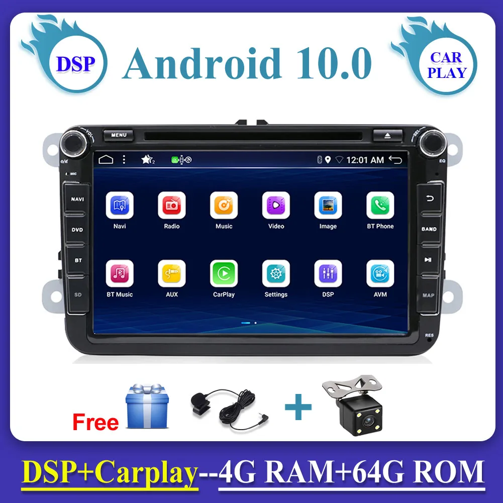 

Автомобильный мультимедийный плеер, плеер на Android 10, с DVD, GPS, 8 "экраном, Wi-Fi, для Volkswagen, типоразмер 2 Din