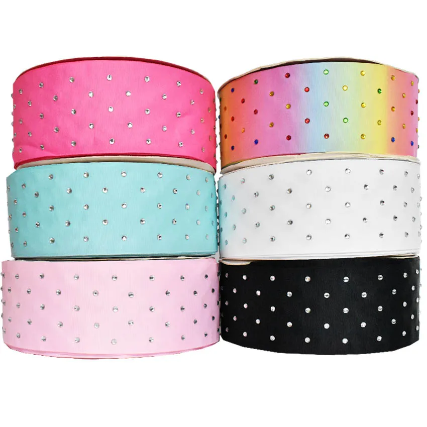 3&quot 75mm Diamond ribbon Craft Rhinestones Grosgrain Ribbon DIY handmade Hair Bow Materials Home accessory Printed - купить по