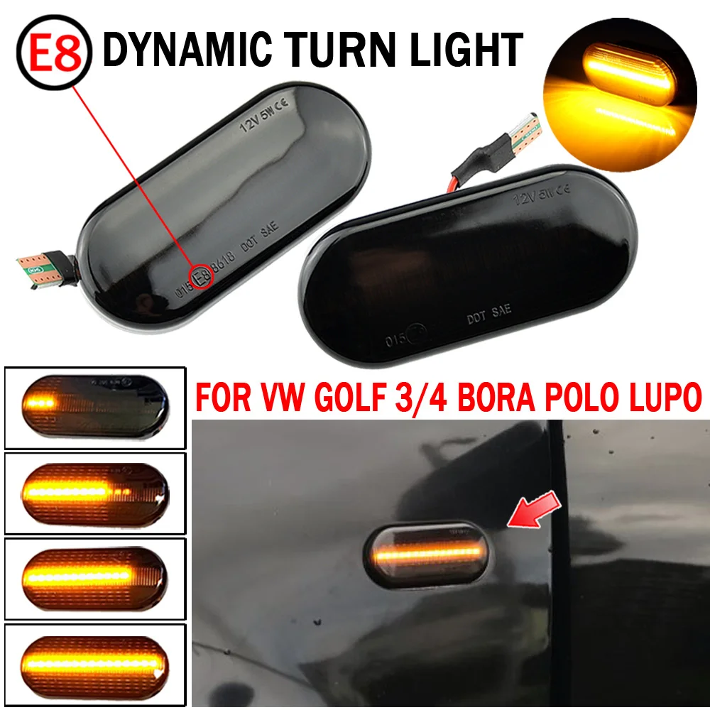 

2pieces Led Dynamic Side Marker Turn Signal Light For Volkswagen VW Bora Golf 3 4 Passat 3BG Polo SB6 SEAT Ibiza Leon Skoda Ford