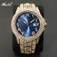 missfox ice out watch for men top brand full daimond hip hop quartz male watches luxury bling jewelry rose relogio masculino new