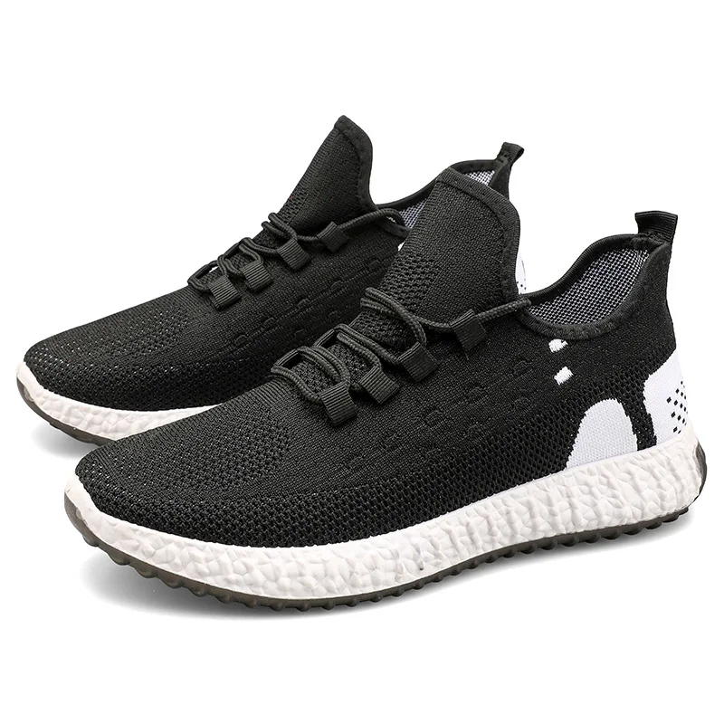 Knit Youth Men Trainers Vulcanize Shoes Mesh Breathabl Slip On Hiking Walking Flats Sneakers Soft Male Running |