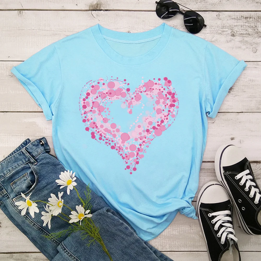 

Женская футболка с коротким рукавом, круглым вырезом и принтом