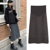 539 autumn winter thicken woolen maternity skirts chic ins belly a line skirt clothes for pregnant women pregnancy pencil skirt