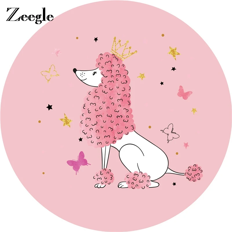 Круглый коврик Zeegle для гостиной нескользящий мультяшный Рисунок собаки детский