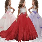 Рождественские платья для девочек-подростков, кружевные вечерние платья принцессы с цветами, длинная пачка для выпускного, детский элегантный костюм для свадьбы и вечеринки