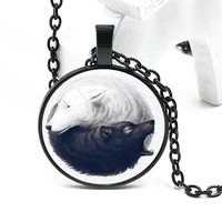 2020 new accessories tai chi yin yang wolf graphic 3 color retro necklace glass convex children pendant jewelry gift