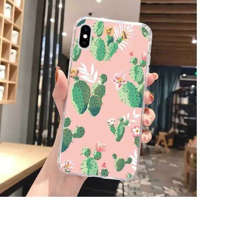 

Cartoon cherry Plant cactus Phone Case For Clear-Iphone 5s 6 6s 7 8 11 12 X Xs Xr Pro Plus Max Mini Fundas Cover
