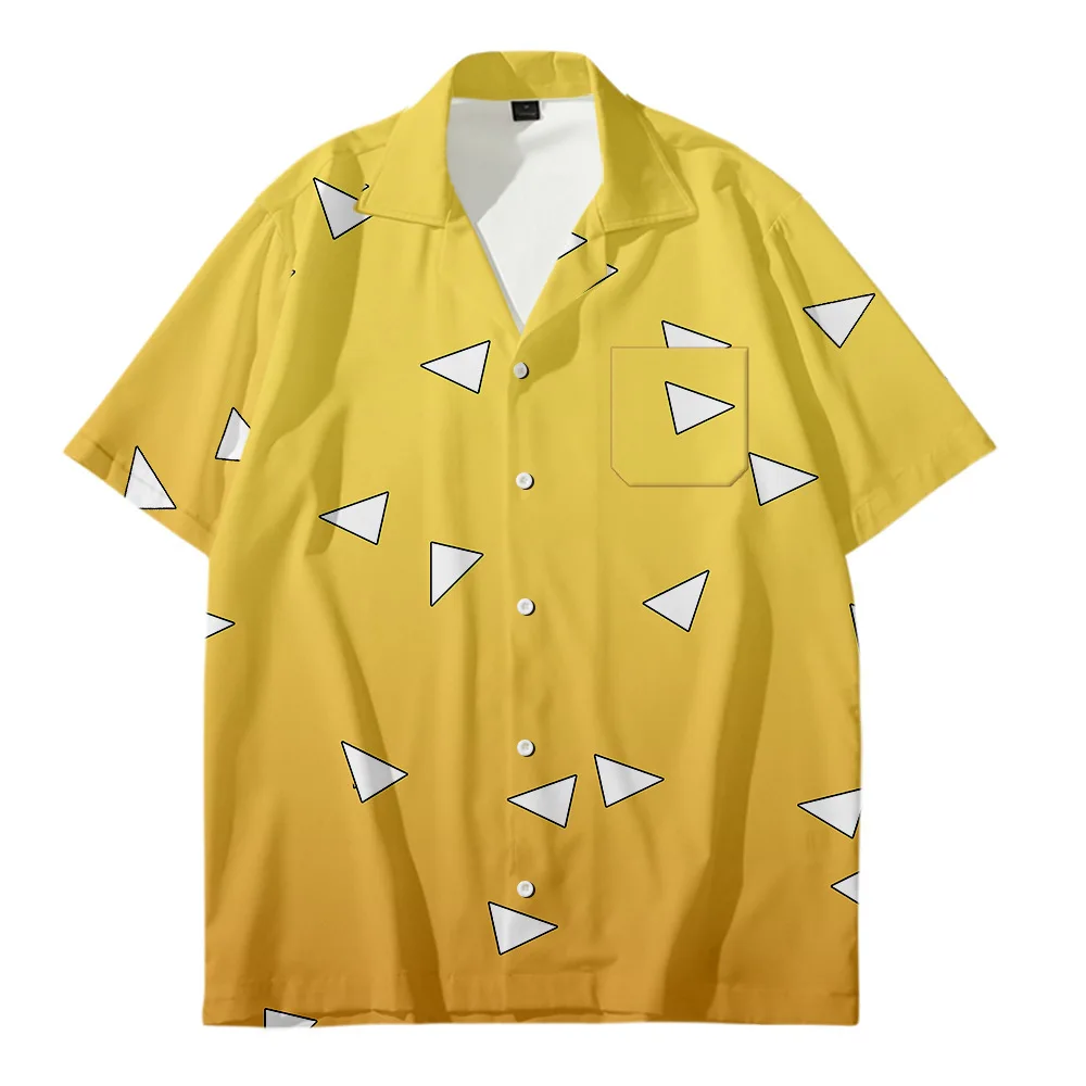 

Anime Demon Slayer Kimetsu No Yaiba Cosplay Costumes Tanjiro Kamado Nezuko Zenitsu Cosplay Mens Tops Short Sleeve Shirts CS115