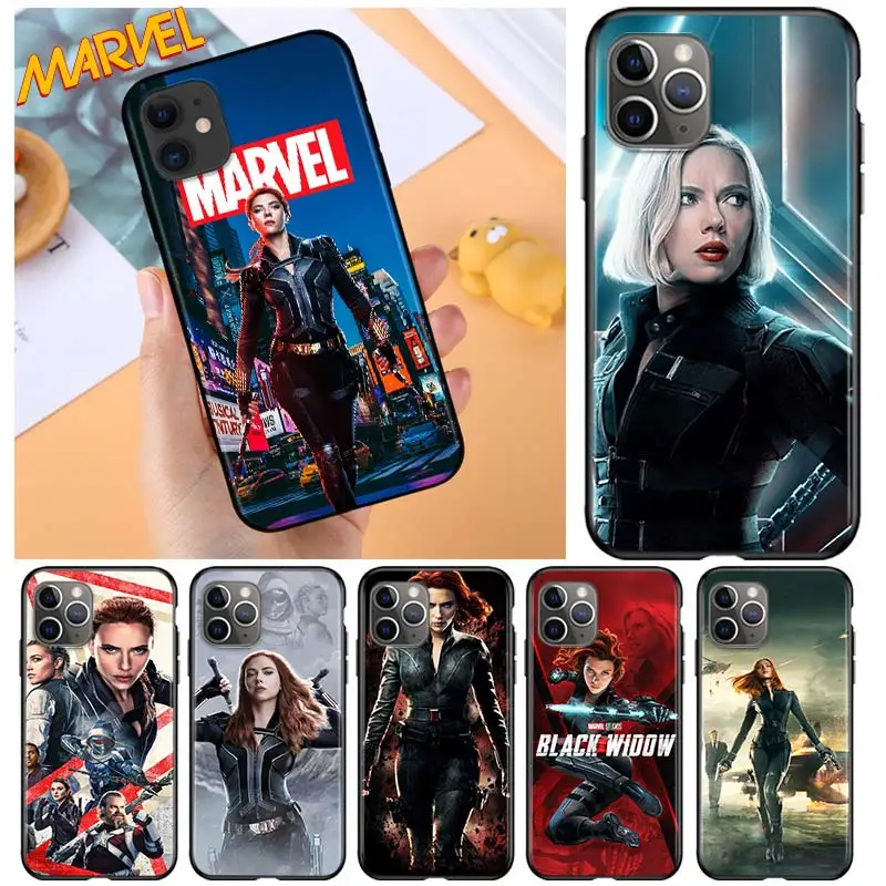 

Black Widow Marvel cool for Apple iPhone 12 Pro Max Mini 11 Pro XS Max X XR 6S 6 7 8 Plus 5S SE2020 Soft Black Phone Case