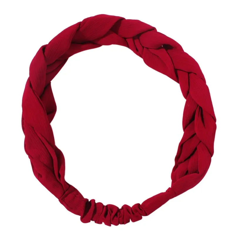 wine red Корейская Вельветовая Толстая крученая повязка на голову, хлопковая плетеная повязка на голову с узлом, тюрбан, галстук, головные уборы, винтажные женские аксессуары для волос F10941 - Окраска металла: wine red