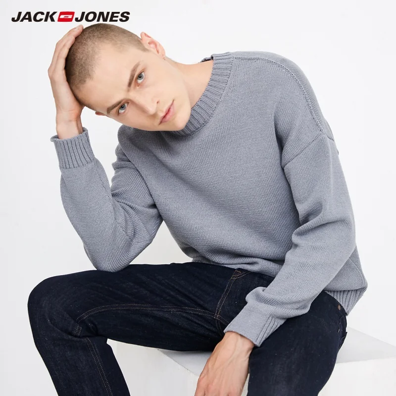 Мужской повседневный свободный свитер JackJones с вырезом лодочкой 218325503 | Мужская