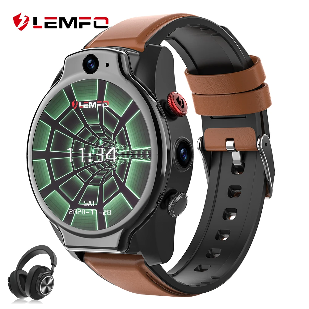 LEMFO LEM14 1 6 дюймов Смарт часы Android 10 4GB 64GB IP68 Водонепроницаемый 5MP двойной Камера 1100