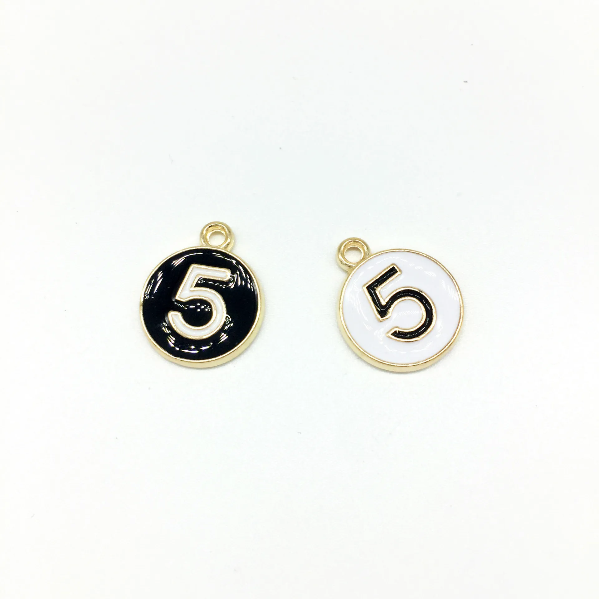 10pcs/lot Oil Drop Round Shape Enamel Charms Pendant Rhinestone Number 5 DIY Bracelets Floating Jewelry Accessories XL527 | Украшения и