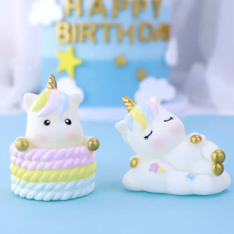 

Birthday Cake Topper Unicorn Decoration Fur Ball Baking Scene Foam Cloud Cake Decoration Ins Style Cake Decorating Insert Topper