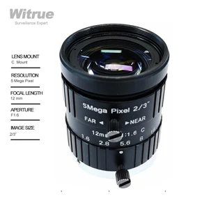 Witrue Industrial CCTV Lens 12mm HD 5MP C Mount Aperture F1.6 Image Formate 2/3"for Surveillance Security IP Cameras