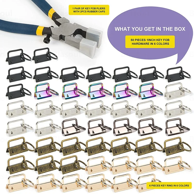 

Key Fob Hardware,Made of Metal Keychain Kit,Key Chain Making Tools,Suitable for All Kinds of Bags,Lanyard,Key Making