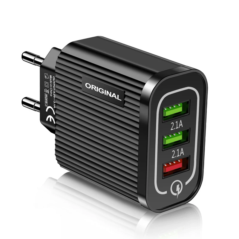 Быстрое зарядное устройство QC3.0 с 3 USB-портами для iPhone XS Max Samsung Huawei Xiaomi Android быстрое