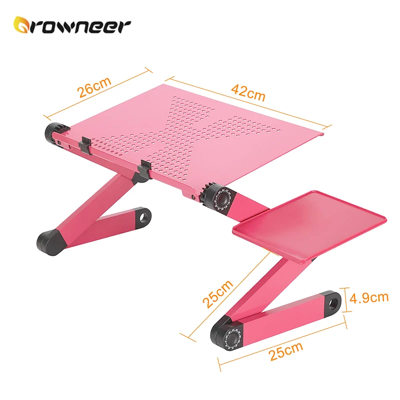 

Portable Folding Computer Table Aluminum Plastic Fully Adjustable Laptop Desk 360 Degree Venting Hole Stand Side Table Furniture