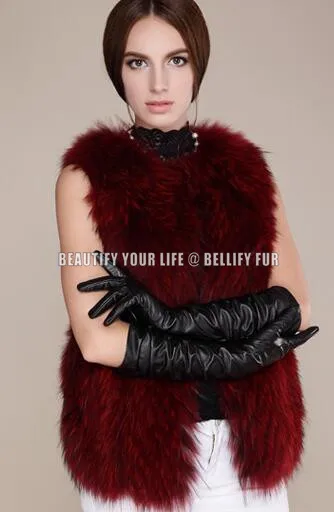 Новая модная шуба из меха енота зимнее пальто Женское на талию меховой жилет без