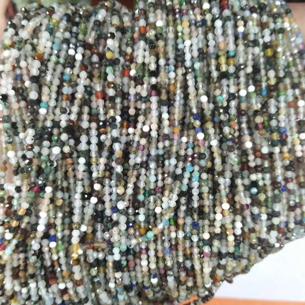 Colorful stone Граненые 2 мм бусины из натурального камня розовый кристалл кварца лазурит Агаты драгоценные камни бусины для самостоятельного изготовления ювелирных изделий браслет ожерелье - Цвет: Colorful stone