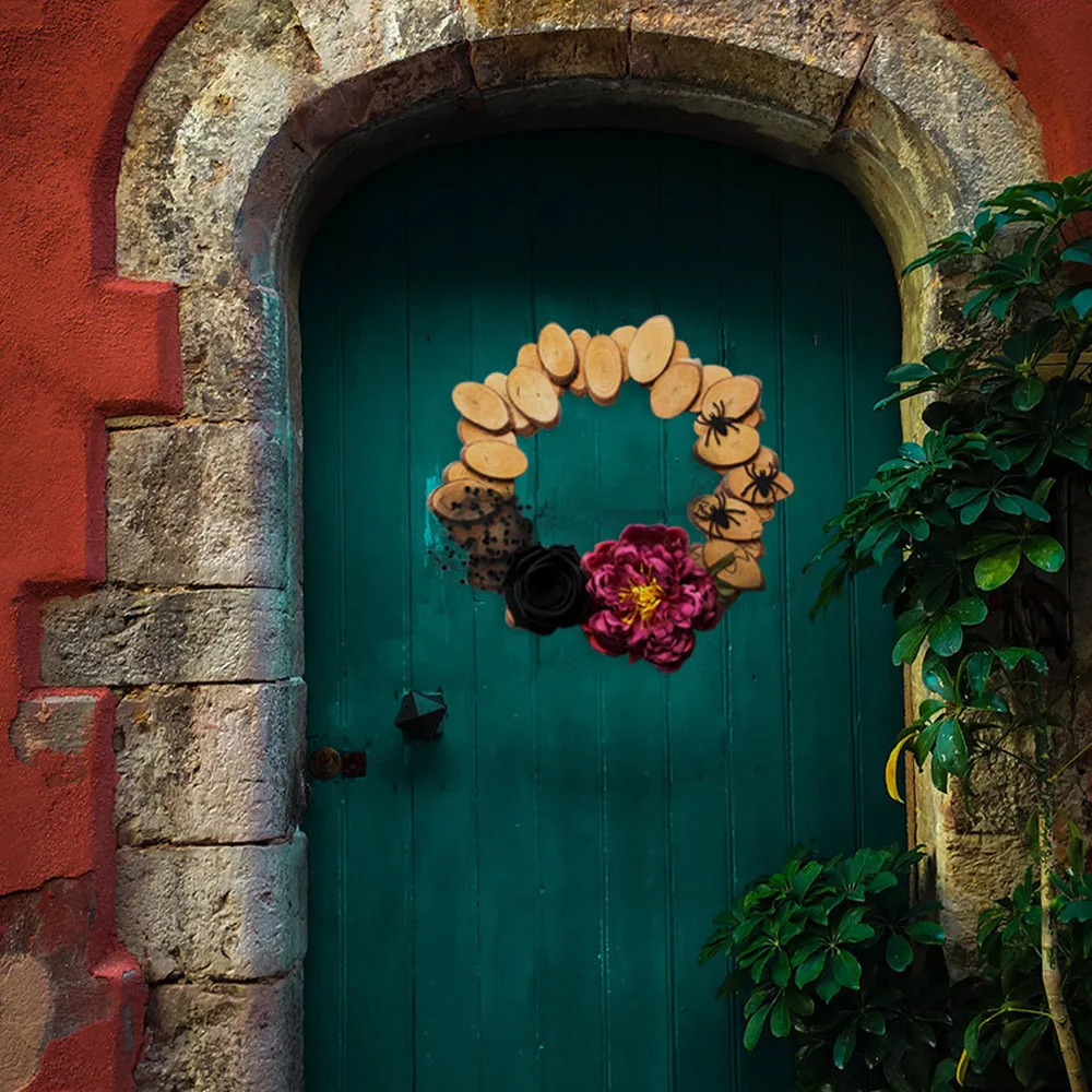 

1Pc Home Creative Wall Pendant Door Hanging Artificial Wreath Khaki