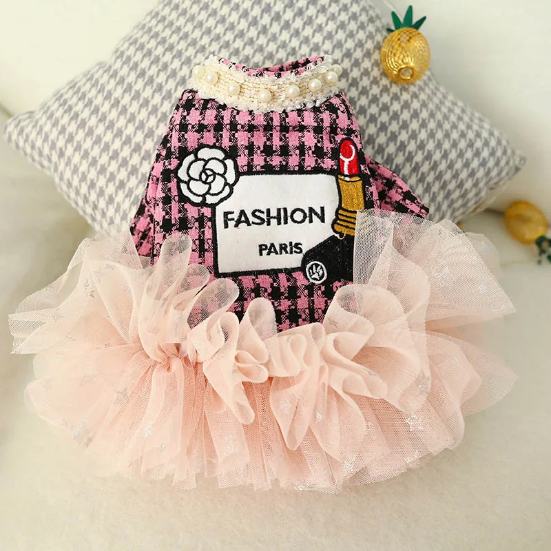 Милое клетчатое зимнее платье принцессы маленький щенок юбка пачка с