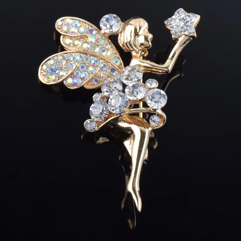 Блестящая брошь в виде ангела для девочек женская модная из корейского сплава