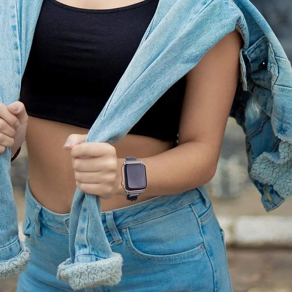 Тонкий блестящий ремешок для Apple watch band 40 мм 44 iWatch 38 42 силиконовый браслет Series 5 4 3 |