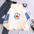 Толстовка Doraemon в стиле пэчворк для мужчин и женщин, свитшоты в стиле хип-хоп, тонкие бархатные теплые худи в стиле Харадзюку, Одежда большого размера для улицы