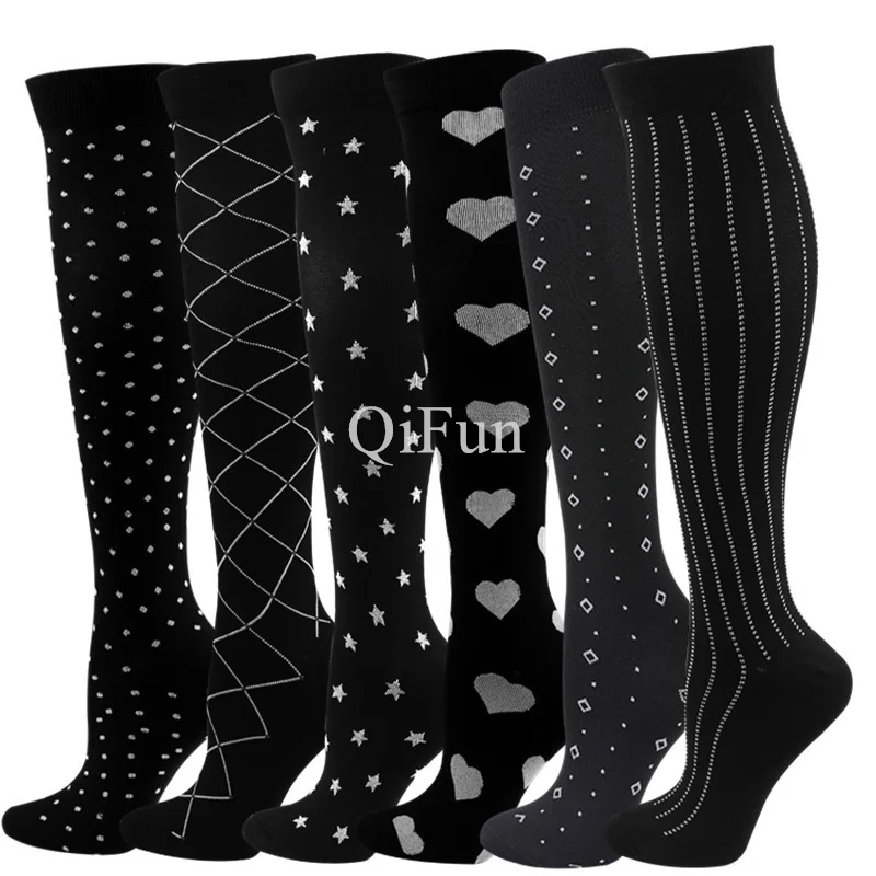 

Women Men Compression Socks Knee High 20-30mmhg Sports Socks Black Compression Socks For Workout Cycling Football Varicose Veins