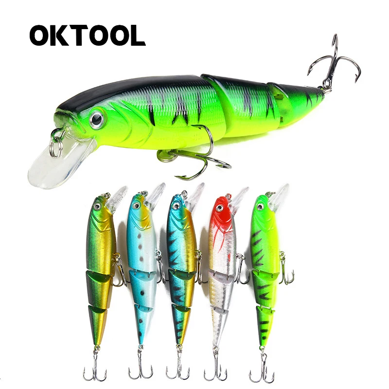 

OKTOOL 1pcs Minnow Fishing Lure 15.3g 11cm Multi Jointed Sections Crankbait Sea Bass Artificial Hard Bait Trolling Carp Wobblers