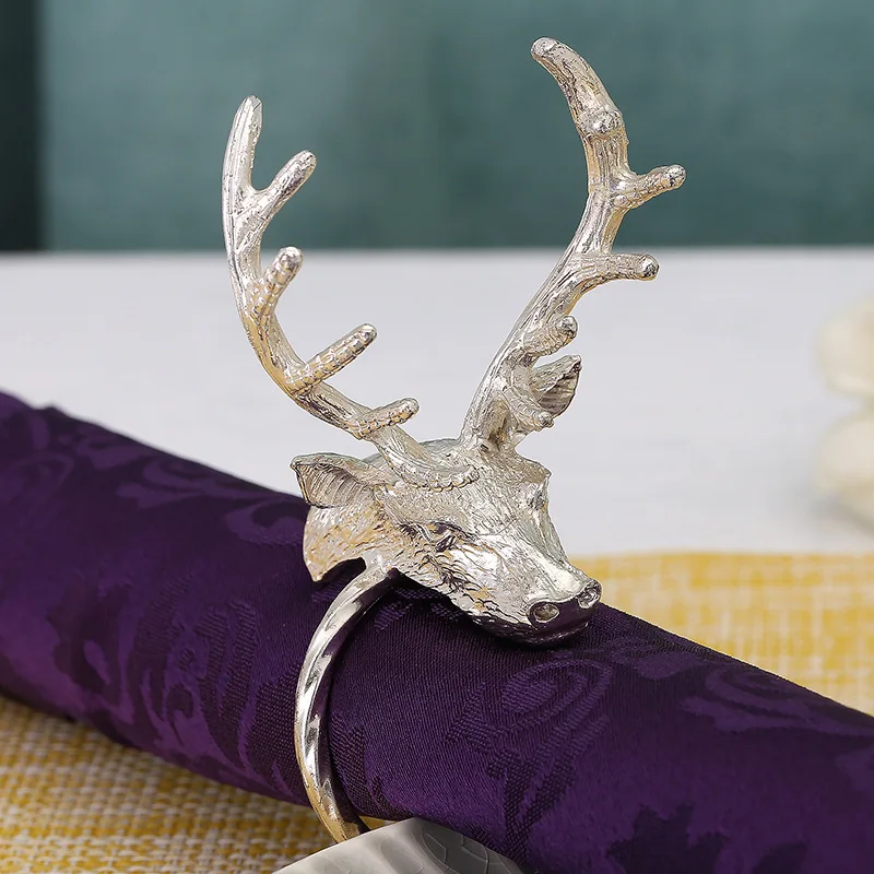 6pcs Metal napkin circle Christmas deer ring Hotel set head cloth buckle | Дом и сад