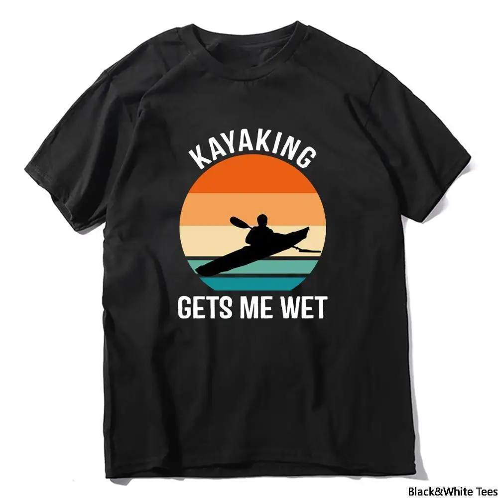 

Kayakingg Gets Me Wet Kayakker Boating Paddling Retro Fashion Men's T-Shirt Soft Tee Loving Gift