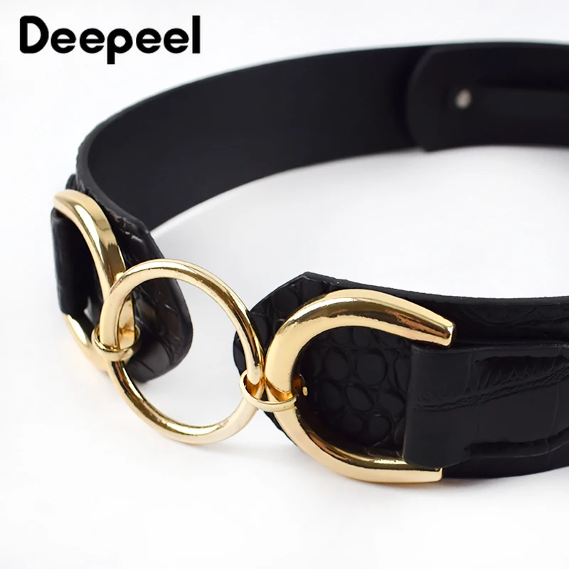 Deepeel 1pc 5*102.5cm Women PU Metal Ring Buckle Cummerbunds High Waist Wide Belt Crocodile Leather for Down Jacket Girdle CB634 |