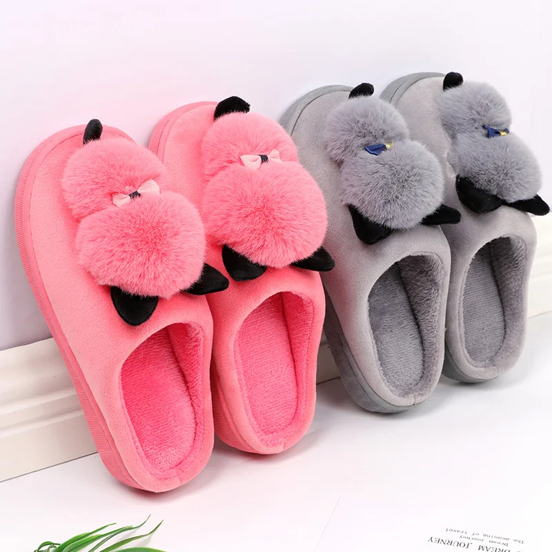 

Women's Winter Cotton Slippers Cute Cartoon Warm Plush Slippers Woman Slip On Flat Soft Shoes Ladies Comfortale Bedroom Shoe