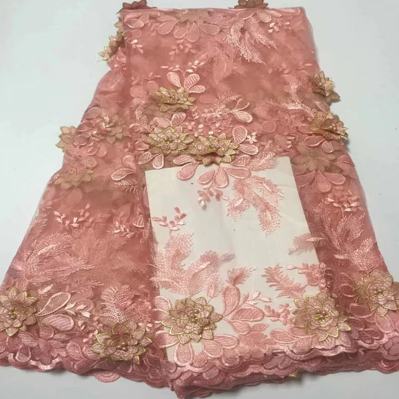 (5 ярдов/шт.) очень красивая вышитая африканская Тюлевая Кружевная аппликация