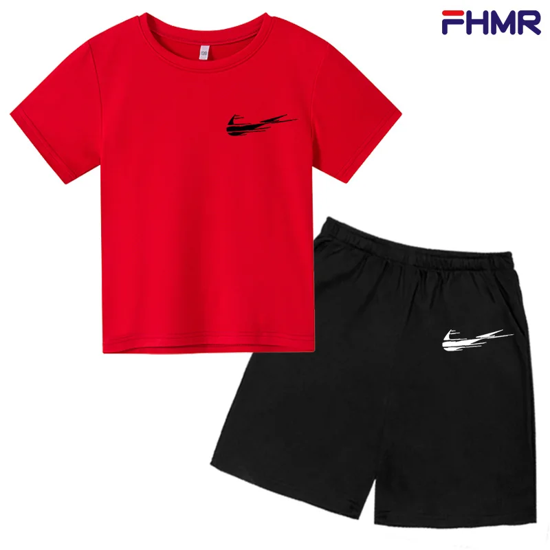 

2021 summer new boys and girls T-shirt + pants two-piece clothing sports children's suit shorts