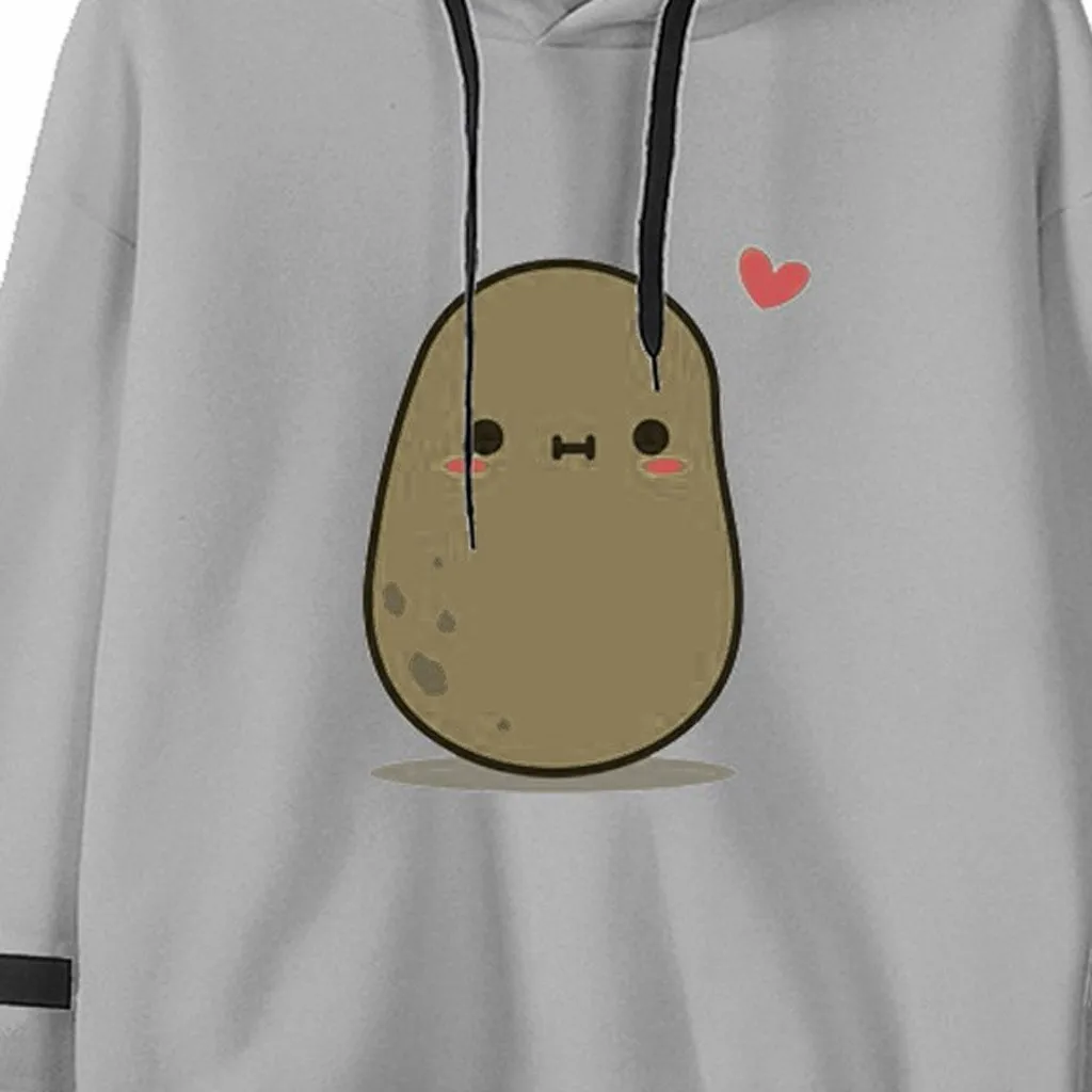 Fashion Women Hoodie Casual Loose Long Sleeve Striped Potato Print Sweatshirt Tops Streetwear Women Oversized Hoodies Sudaderas