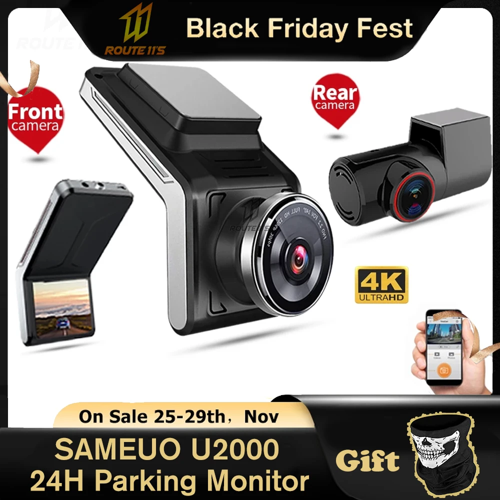

SAMEUO U2000 Dash Cam WIFI 2k Front And Rear 1080p 2 Camera Lens CAR Dvr Smart Car Dvrs Auto Night Vision 24H Parking Monitor