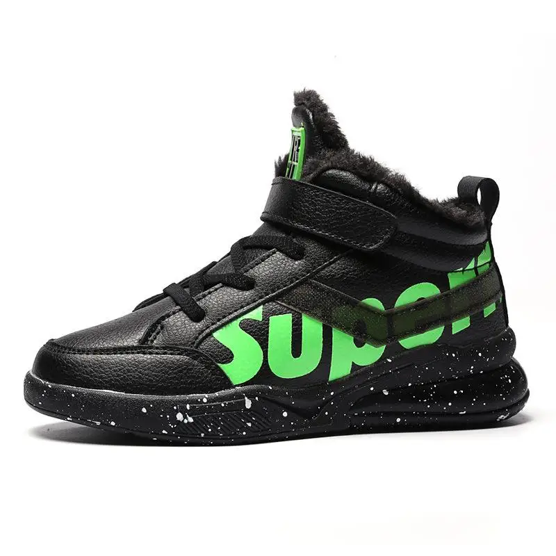 Зимние ботинки для мальчиков детская теплая обувь кожаные ботильоны модные