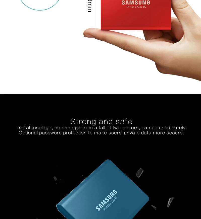 SAMSUNG SSD 500GB 1 ТБ T5 внешний твердотельный диск USB3.1 HDD type-C портативный для ноутбука